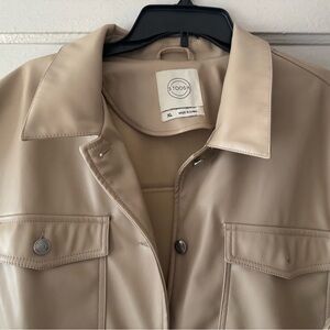 Stoosh Women's Beige Faux Leather Jacket
